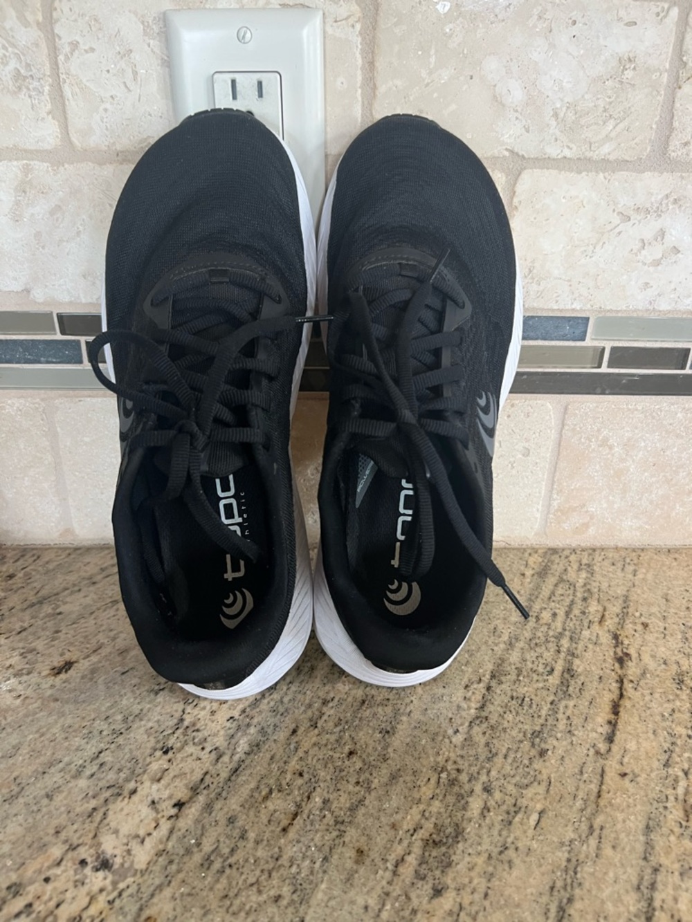 Women’s Black Athletic Running Shoes with Cushioned White Sole
